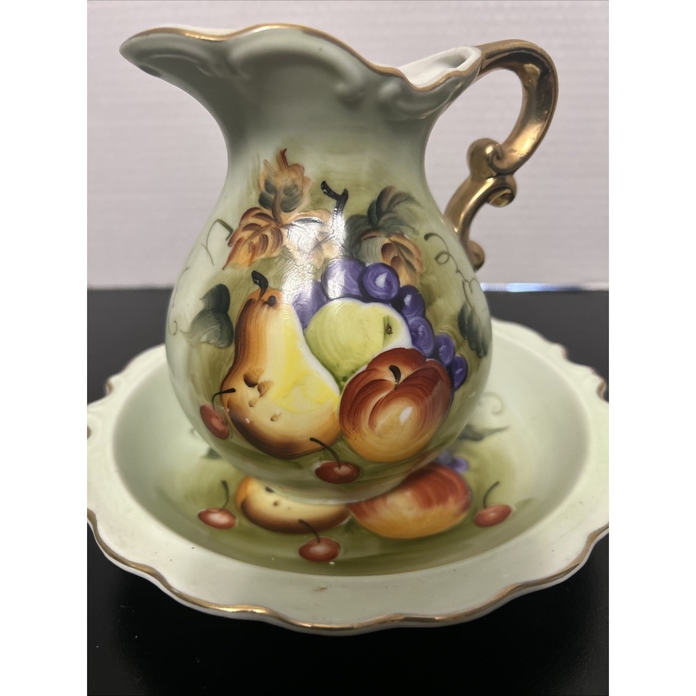 Vintage Norleans Japan 6579 Hand Painted Porcelain Mini Pitcher Basin Set